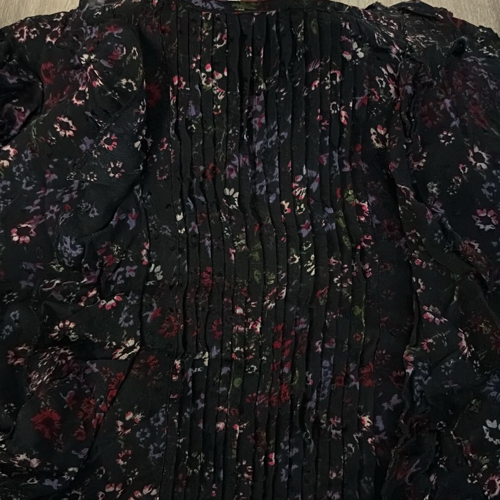 Flaw - New Reiss Long Sleeve Pintuck Floral Ruffle Mini Dress Size 12 NWT - Picture 9 of 13